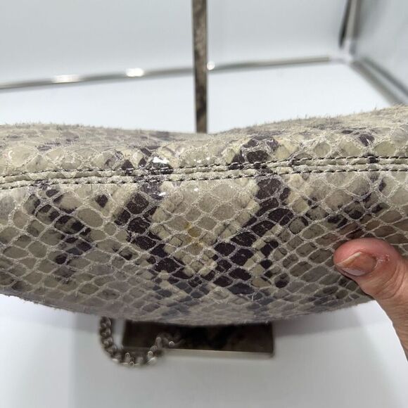 MICHAEL KORS Chain Python Leather JET SET Tote Hobo Convertible Shoulder Bag WIT - Picture 8 of 15